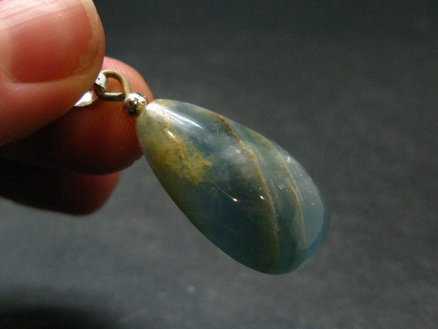 Lemurian Aquatine Blue Calcite Silver Pendant from Argentina - 1.5" - 4.85 Grams
