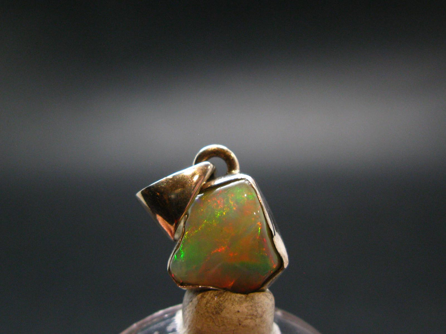 Opal Sterling Silver Pendant From Ethiopia - 0.8" - 1.6 Grams