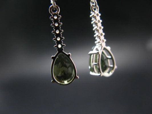 Moldavite Tektite Silver Earrings from Czech Republic - 3.83 Grams