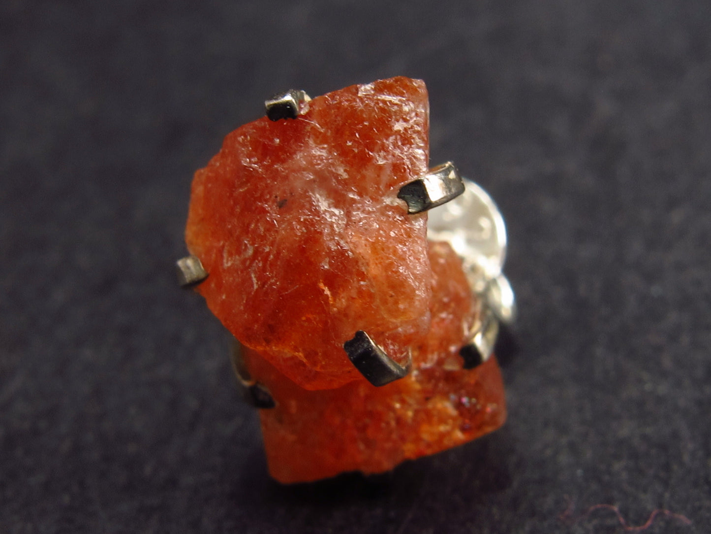 Natural Raw Shiny Sunstone Studs Earrings In Sterling Silver - 0.6"