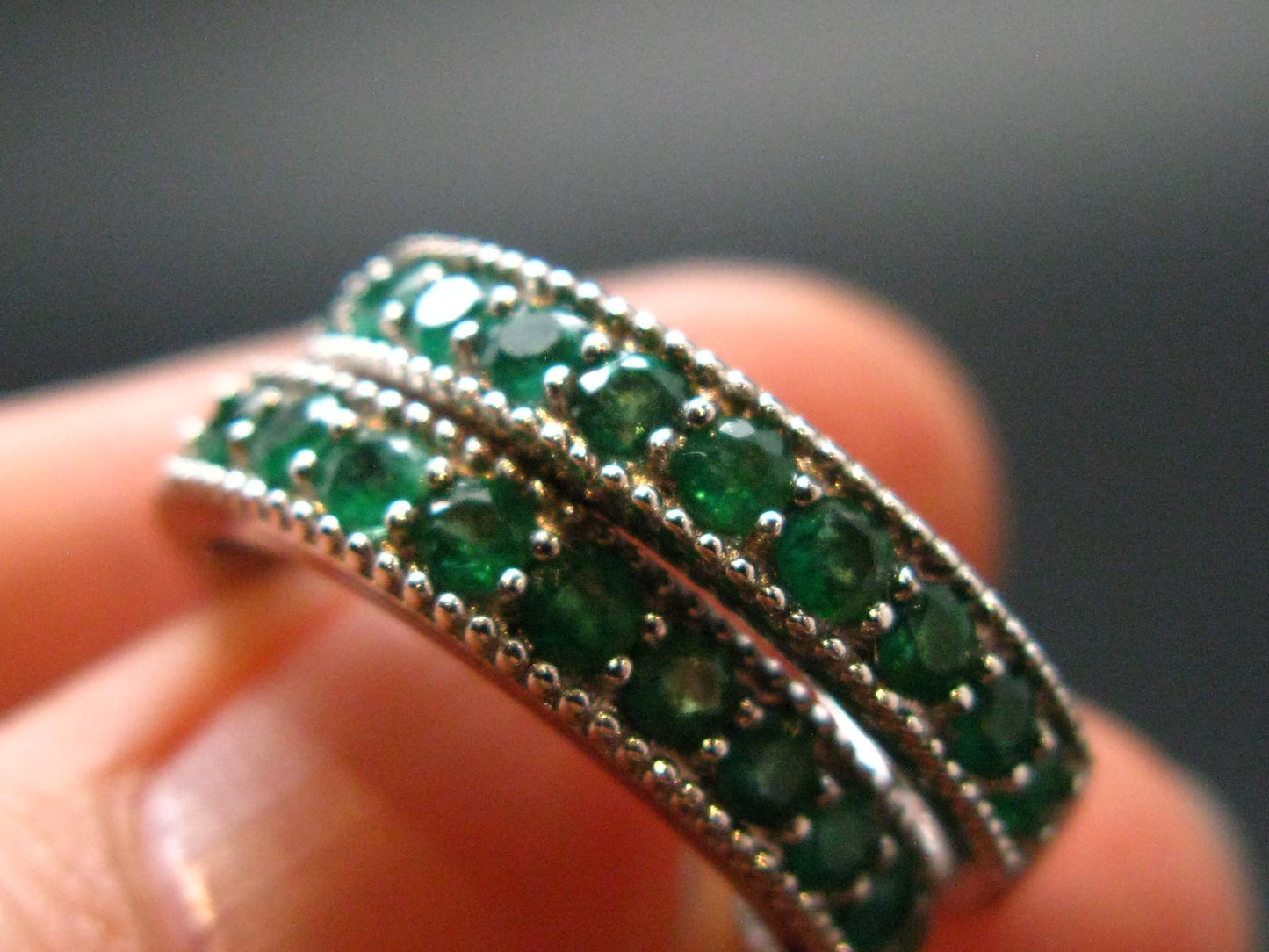 Gem Emerald Faceted Earrings In Sterling Silver - 1.35 Carats