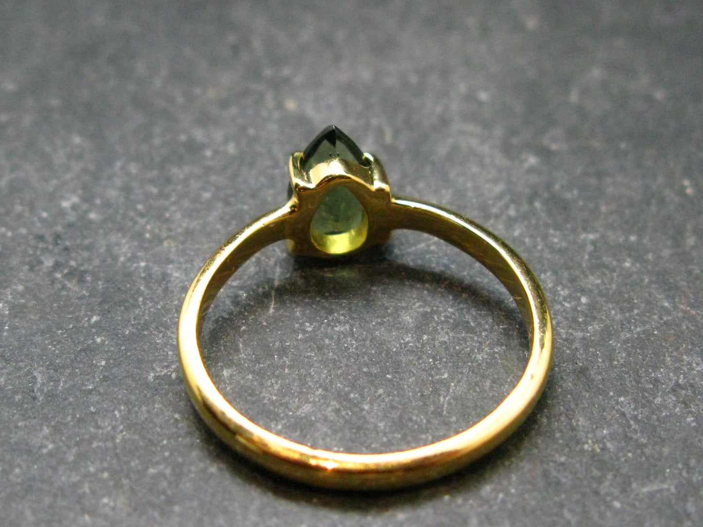 Moldavite Gold Plated Silver Facetted Ring - Size 7.75 - 1.89 Grams