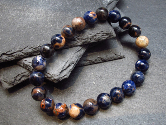 Sodalite & Sunstone Genuine Bracelet ~ 7 Inches ~ 8mm Round Beads