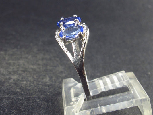 Natural Blue Tanzanite (Zoisite) Crystal Sterling Silver Ring From Tanzania - 1.76 Grams- Size 7.25