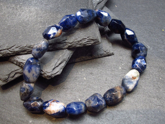 Sodalite Genuine Bracelet ~ 7 Inches ~ 12mm Facetted Beads