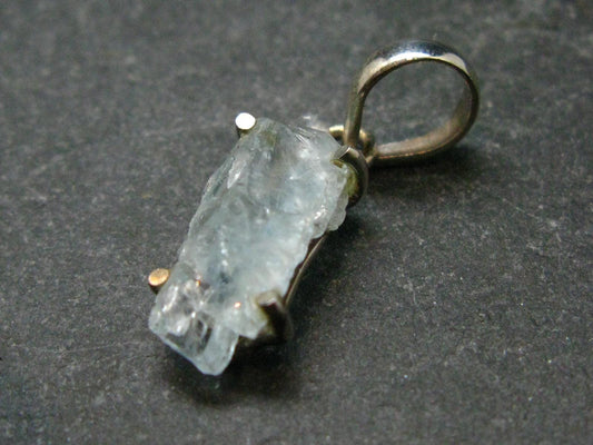 Fantastic Gemmy Aquamarine Crystal Silver Pendant From Brazil - 1.0" - 1.87 Grams