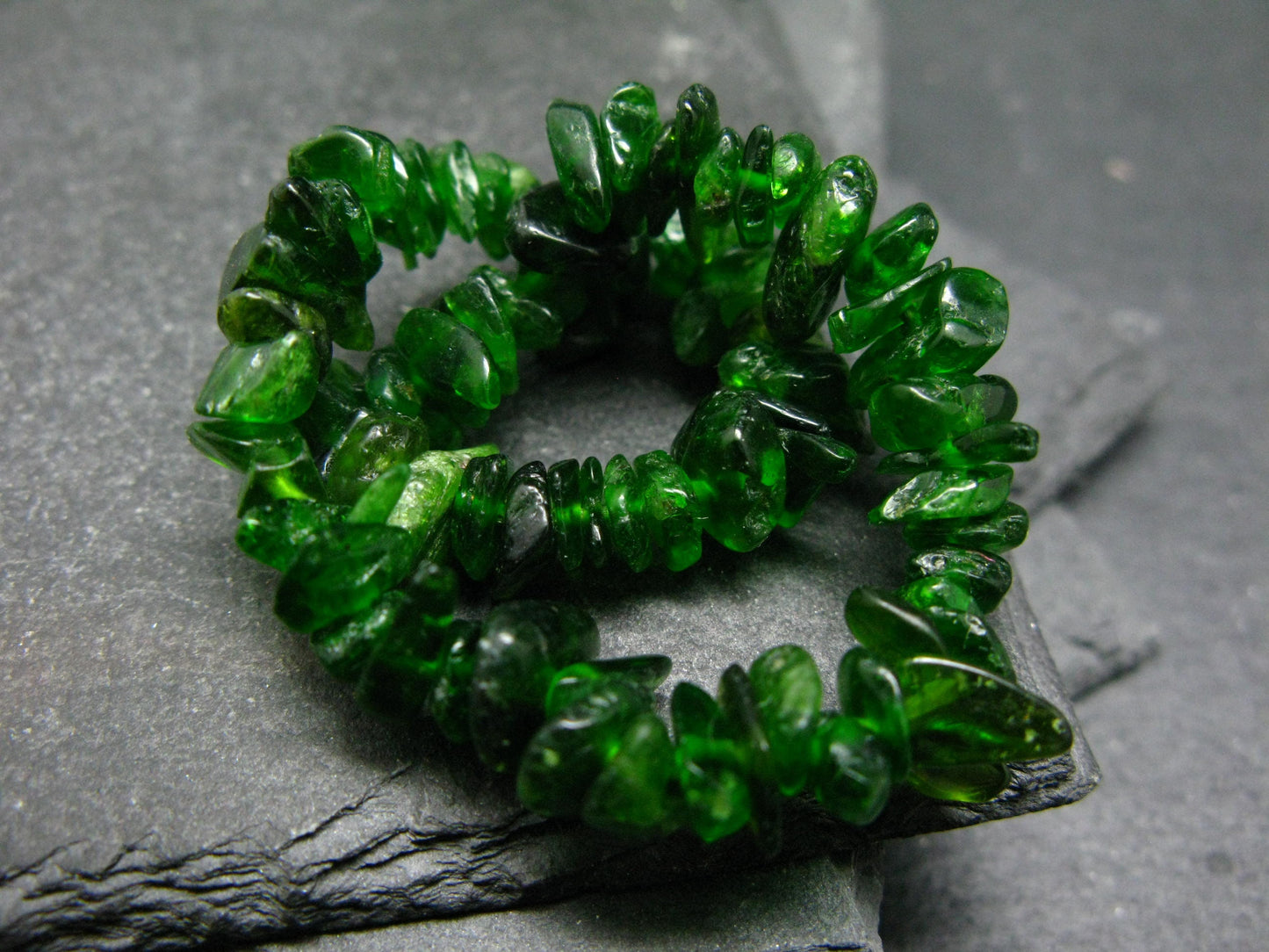 Chrome Diopside Genuine Bracelet ~ 7 Inches ~ 8mm Tumbled Beads