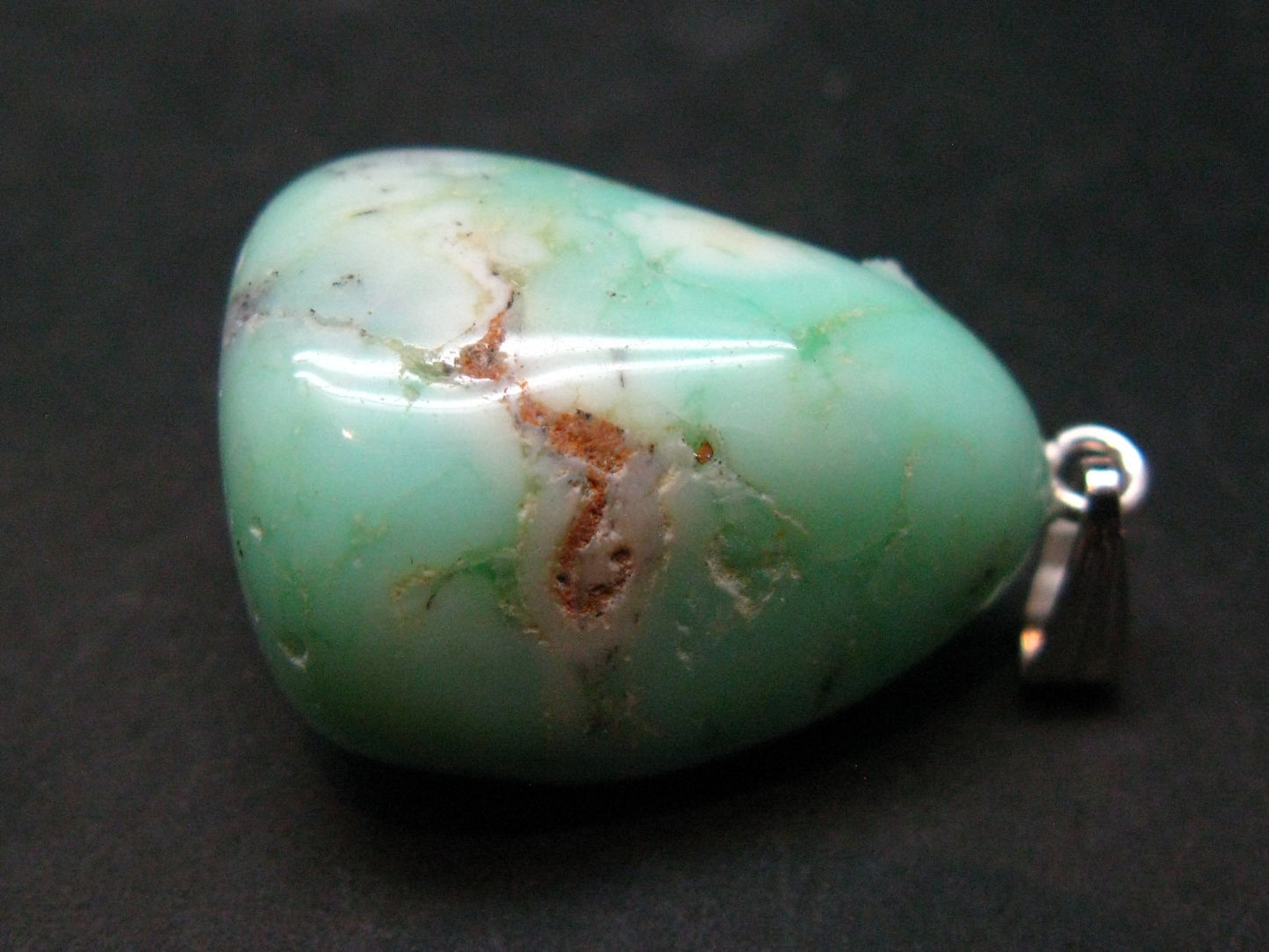 Chrysoprase Silver Pendant From Australia - 1.4" - 10.40 Grams