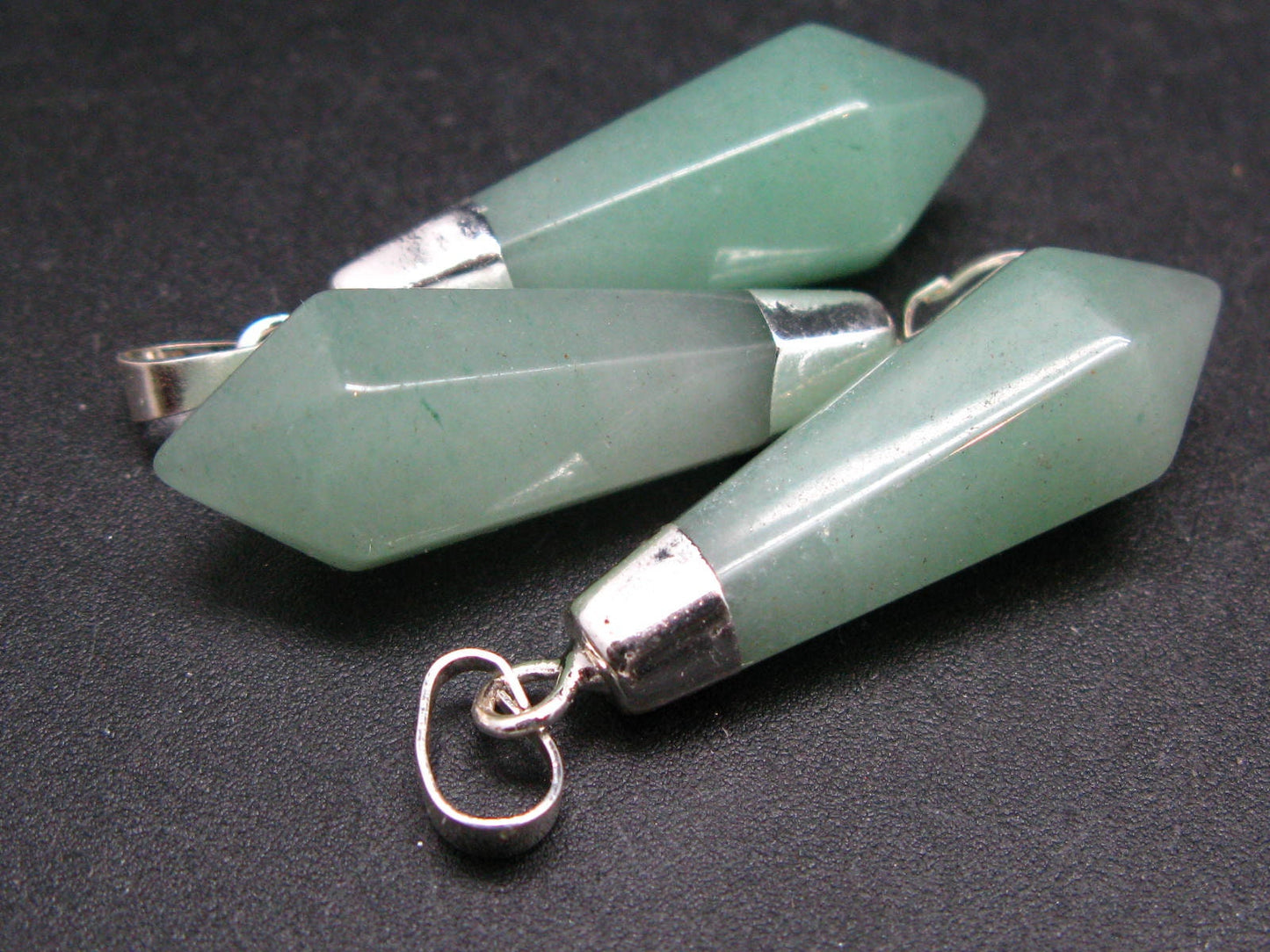 Lot of 3 Natural Diamond Shape Green Aventurine Pendant from India
