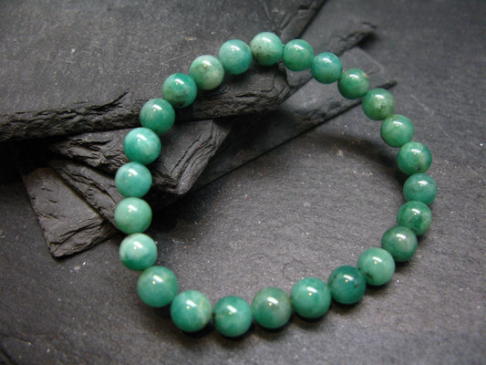 Emerald Gem Genuine Bracelet ~ 7 Inches ~ 7mm Round Beads