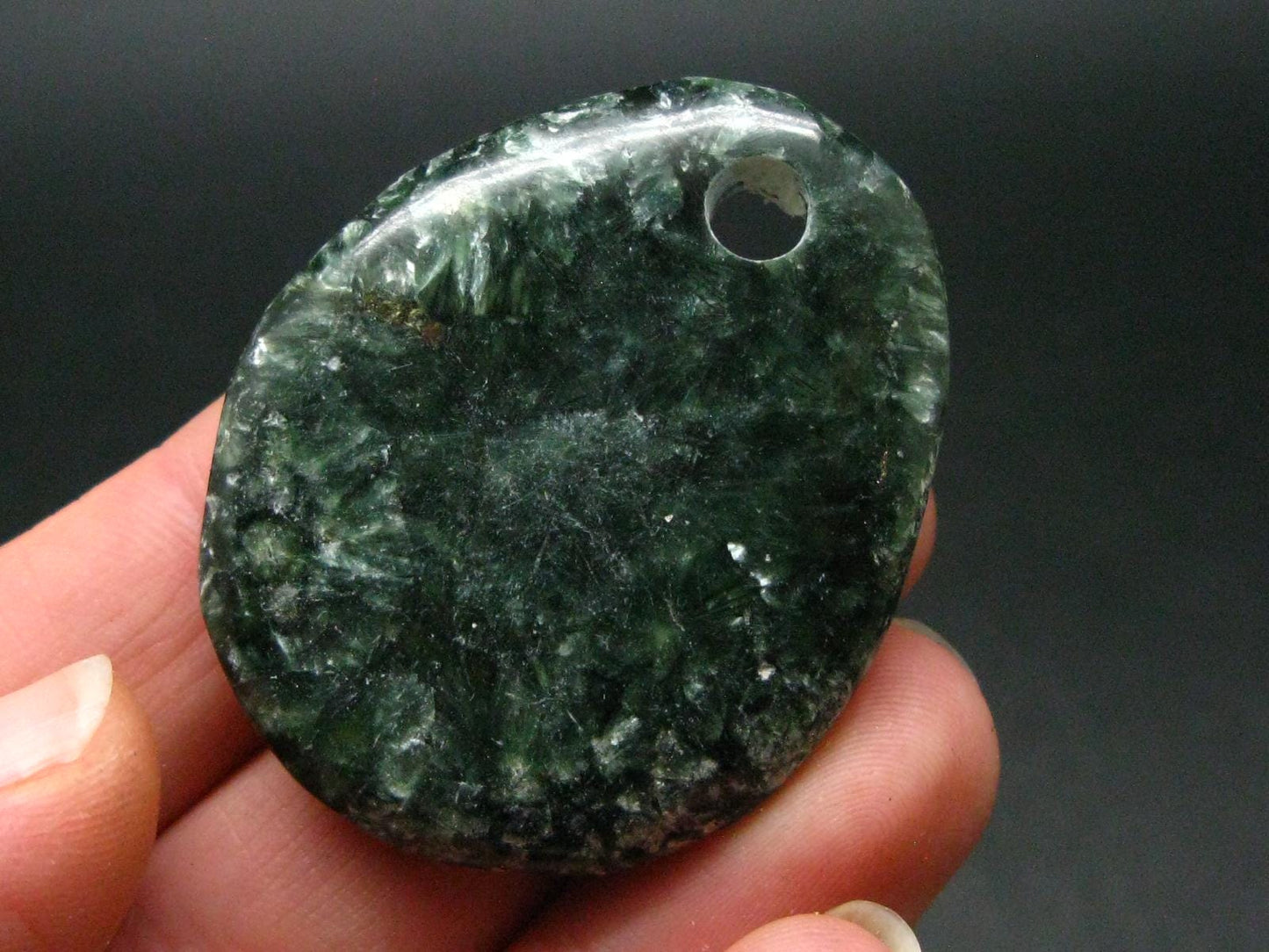 Polished Seraphinite Clinochlore Metal Free Pendant From Russia - 1.6"