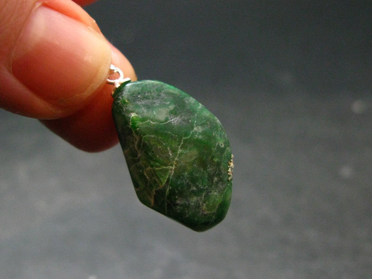 Extremely Rare Natural Maw Sit Sit Crystal Silver Pendant from Myanmar - 1.2" - 5.40 Grams