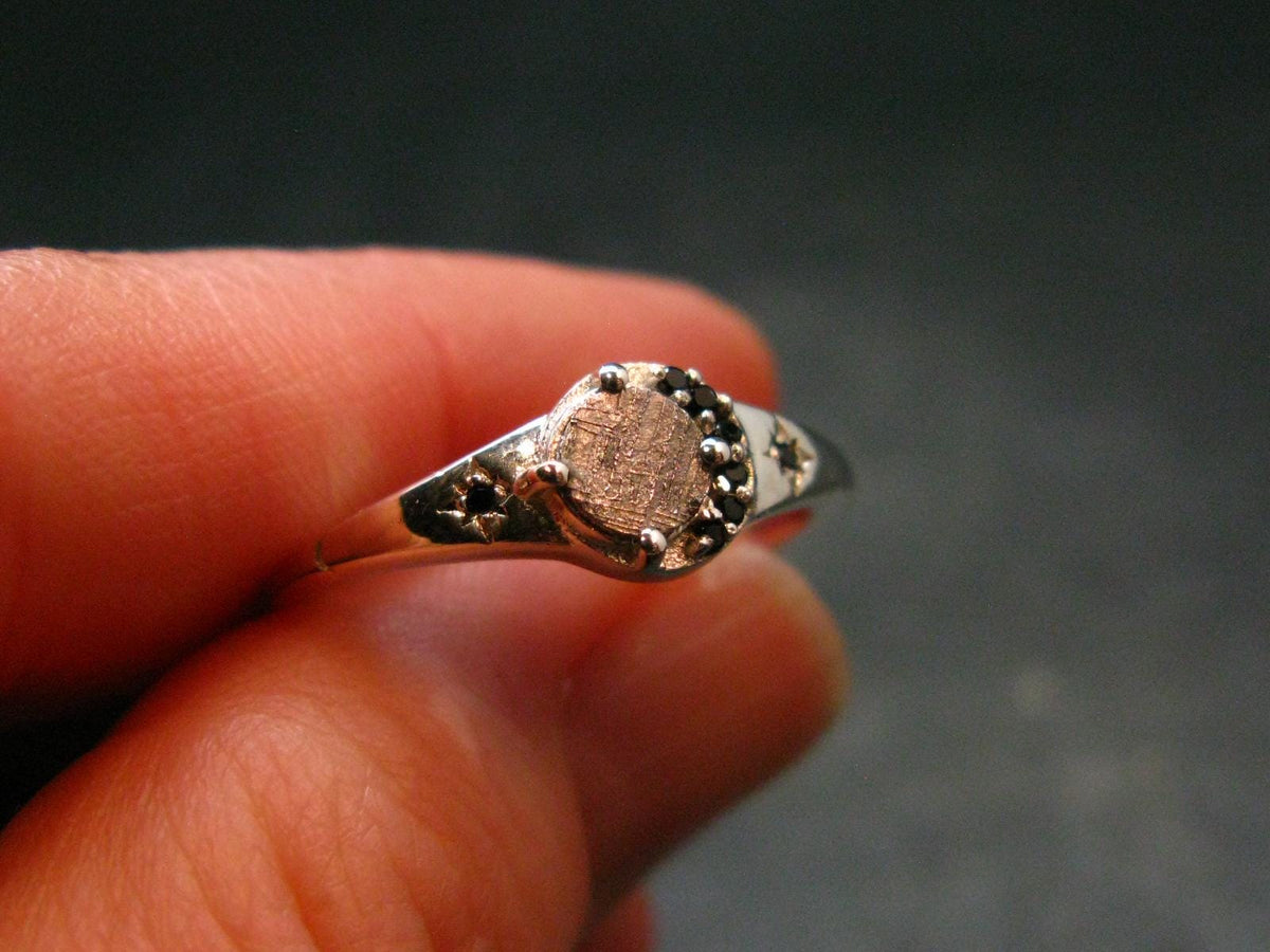 Muonionalusta Meteorite Sterling Silver Ring from Sweden - 2.08 Grams - Size 8