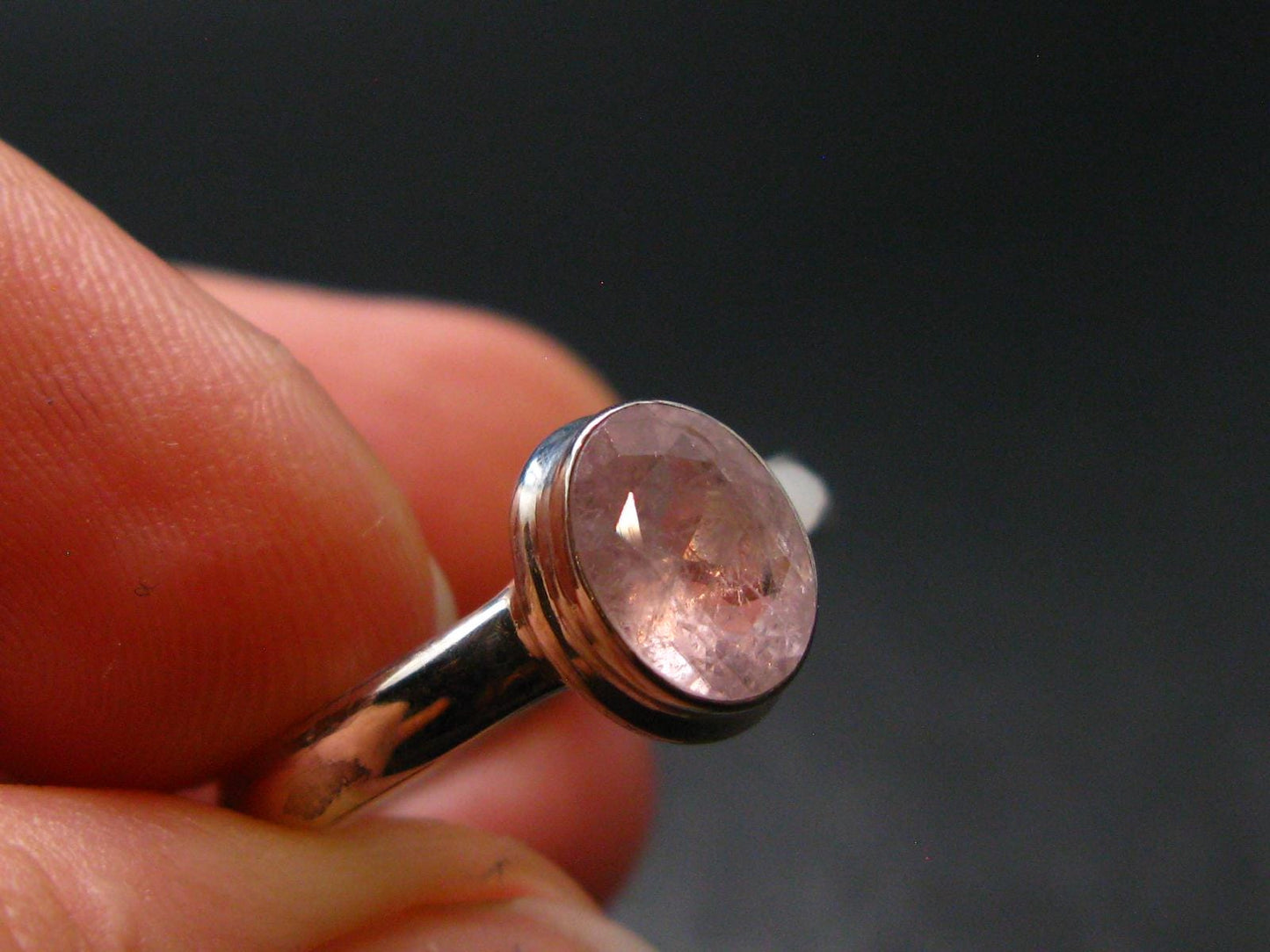 Pink Beryl!! Amazing Natural Faceted Morganite Silver Ring From Brazil - Size 8 - 2.72 Grams