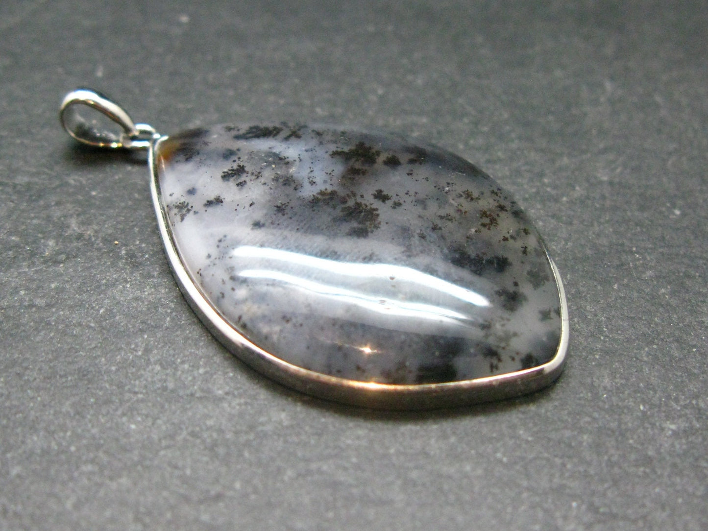 Moss Agate Silver Pendant From Russia - 10.25 Grams - 2.0"