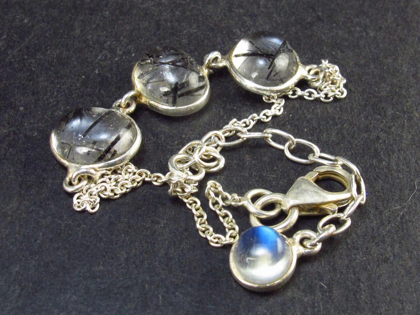 Tourmalinated Tourmaline in Quartz Silver Bracelet From Brazil - 7.5" - 3.0 Grams