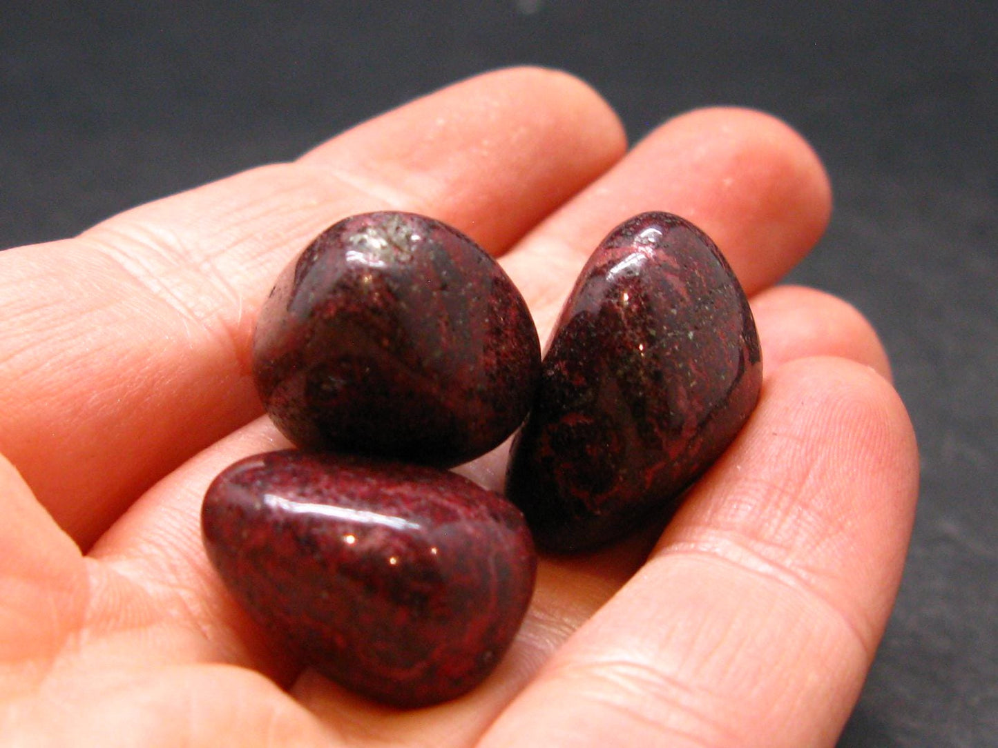 Lot Of 3 Red Cinnabar Tumbled Pieces From Spain - 21.0 Grams