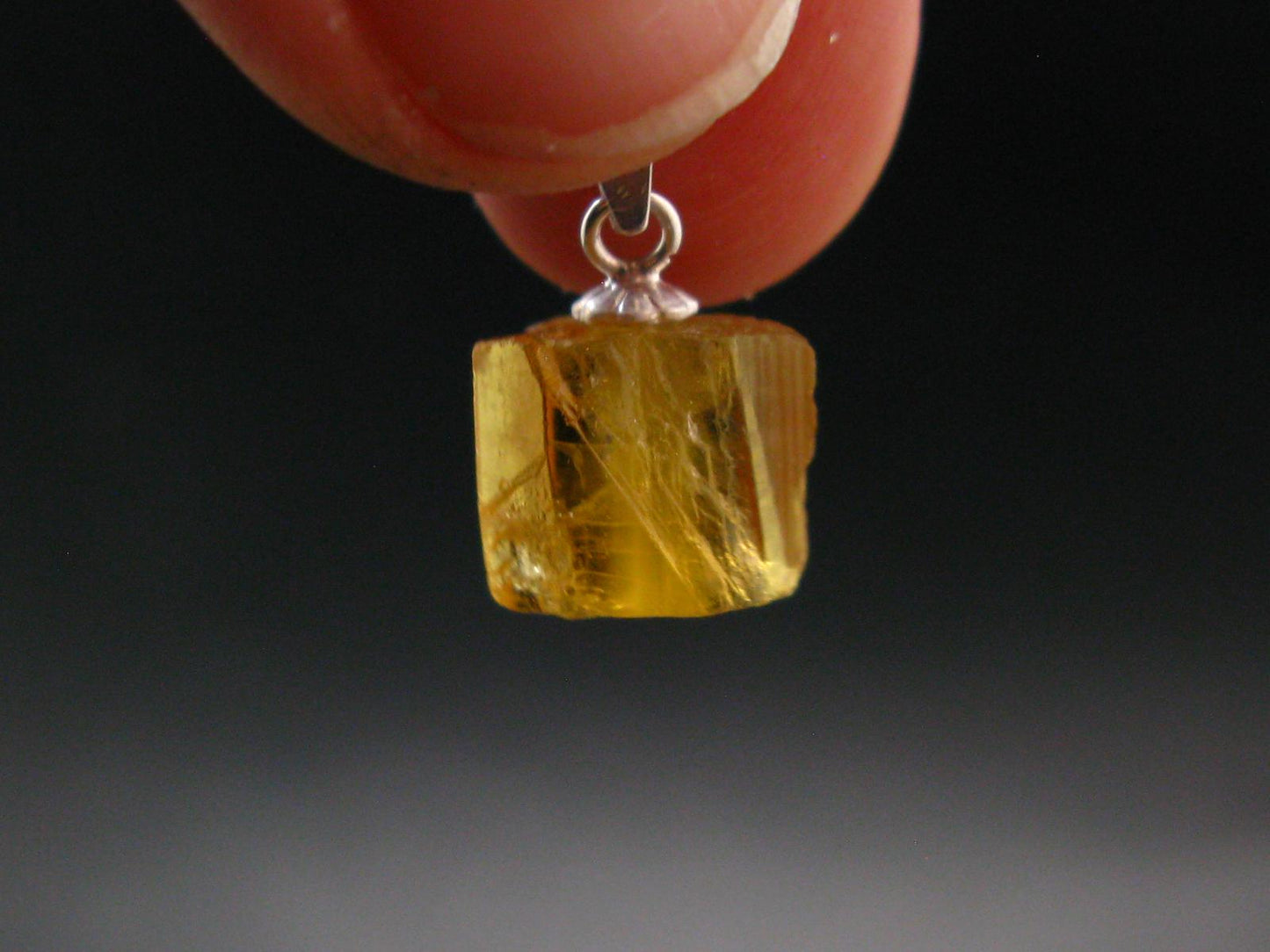 Gem Heliodor Golden Beryl Silver Pendant From Tajikistan - 6.60 Carats - 0.7"