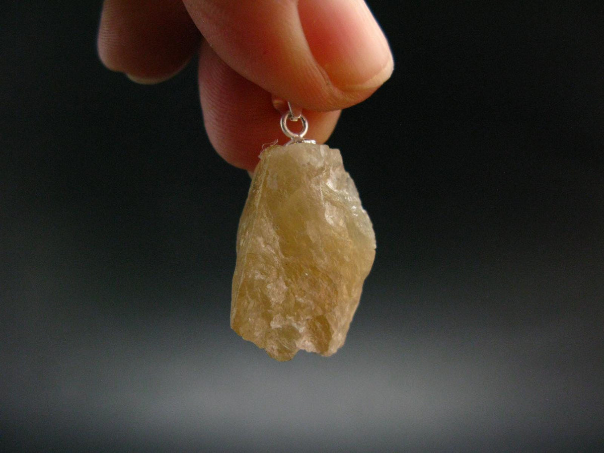 Scheelite Crystal Silver Pendant From China - 1.1" 7.34 Grams
