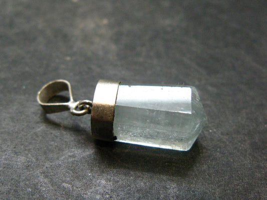 Stunning Genuine Aquamarine Gem Sterling Silver Pendant From Pakistan - 1.1" - 2.84 Grams