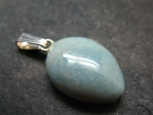 Rare Blue Larimar Pectolite Silver Pendant From Dominican Republic - 1.0"