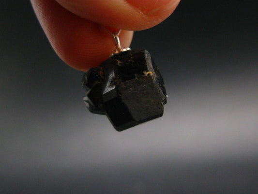 Sharp Black Melanite Andradite Garnet Silver Pendant From Mali - 0.7" - 3.92 Grams