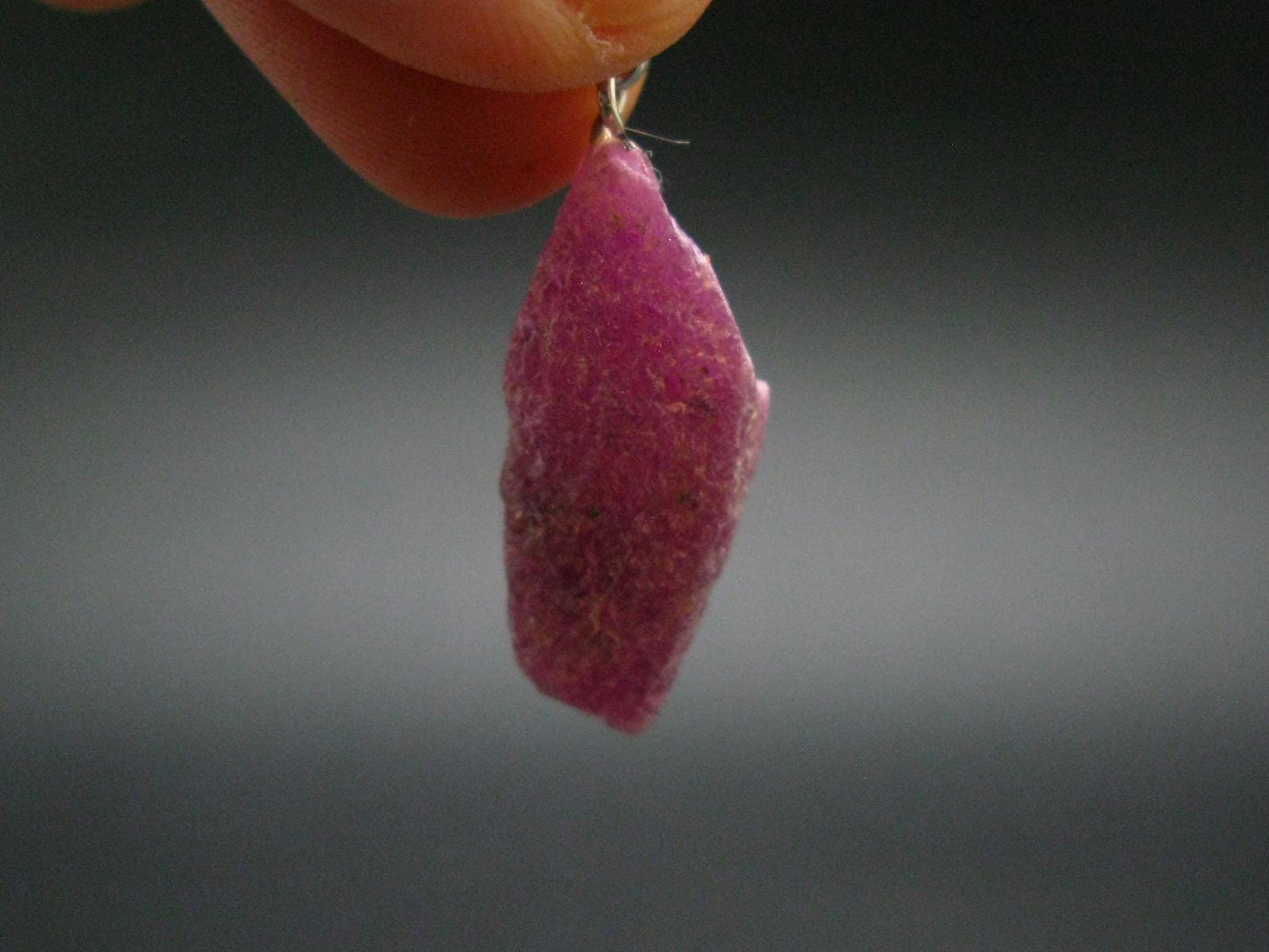Rare Ruby Crystal Silver Pendant from India - 1.2"