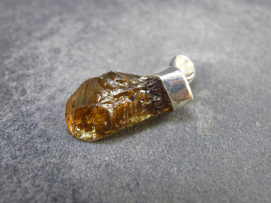 Natural Unheated Citrine Sterling Silver Pendant from Zambia - 1.1" - 2.50 Grams