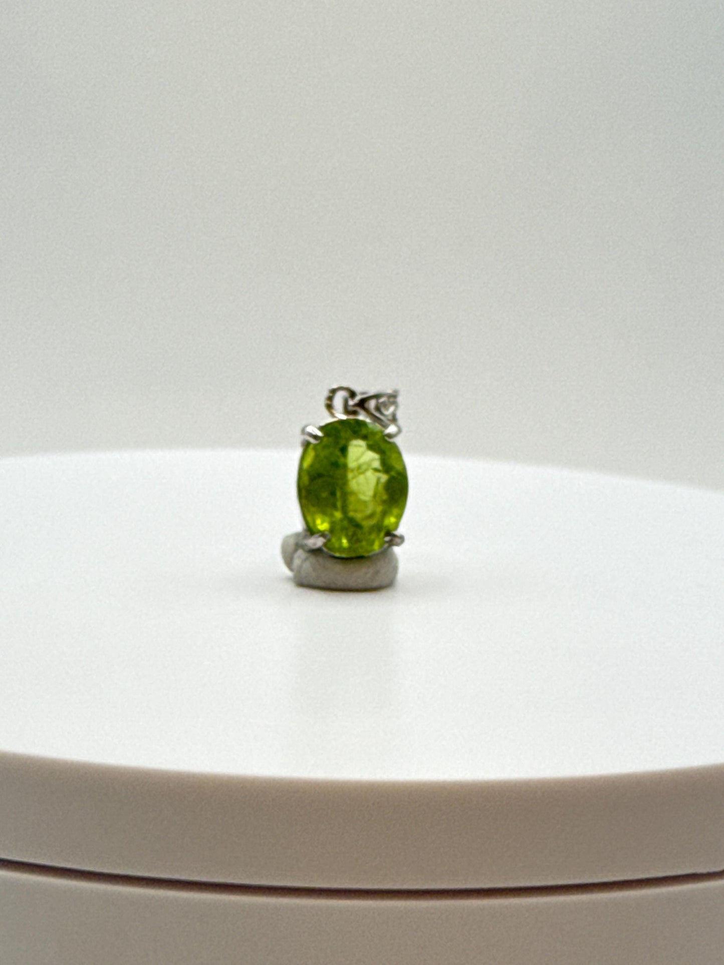 Oval Peridot Pendant | Sterling Silver August Birthstone Necklace