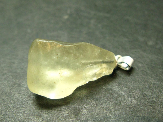 Gem Libyan Desert Glass Tektite Pendant Sterling Silver from Libya - 1.1" - 3.51 Grams