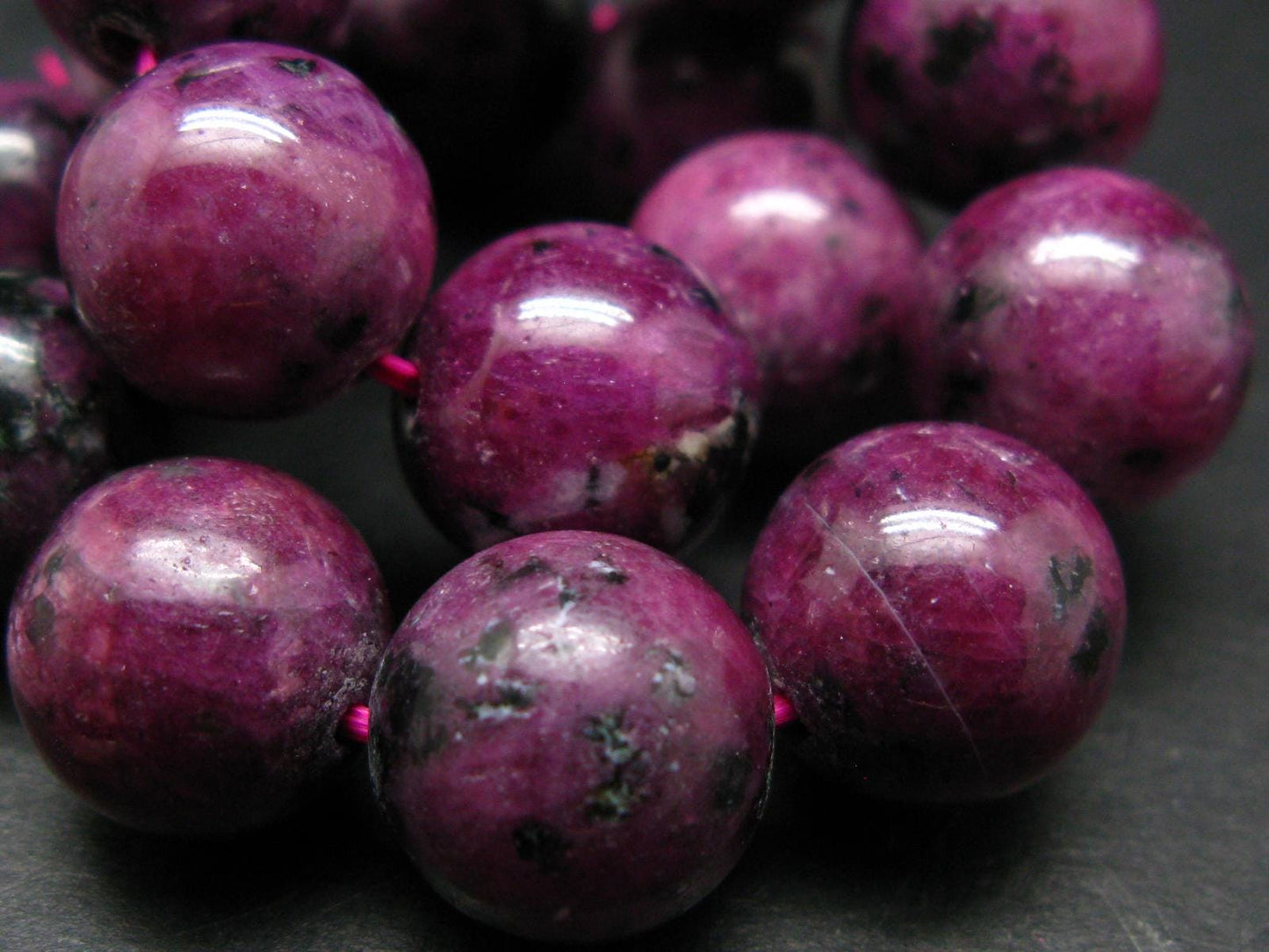 Ruby Genuine Bracelet ~ 7.5 Inches ~ 14mm Round Beads