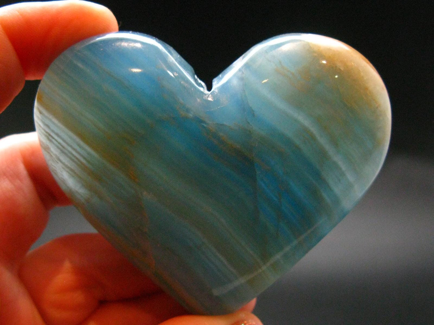 Nice Lemurian Aquatine Blue Calcite Heart From Argentina - 2.2" - 109.13 Grams