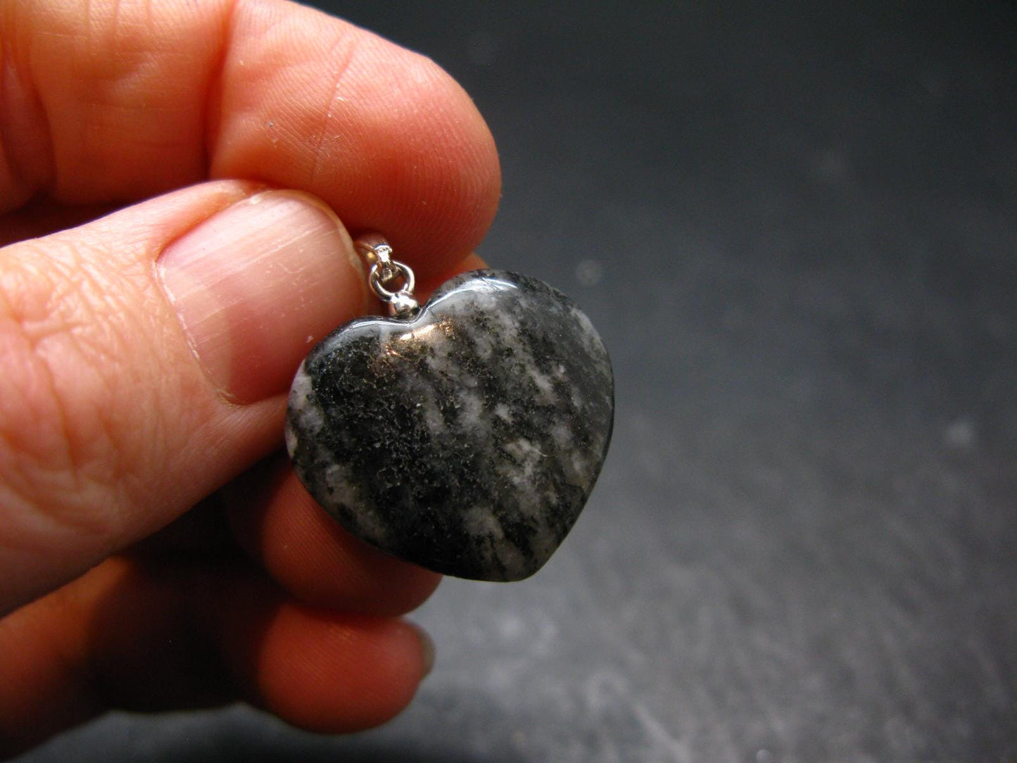 Rare Impactite Silver Heart Pendant From Norway - 1.0"