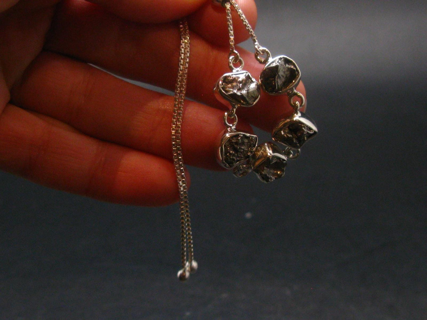 Meteorite Sterling Silver Bracelet - 9.83 Grams - Size Adjustable