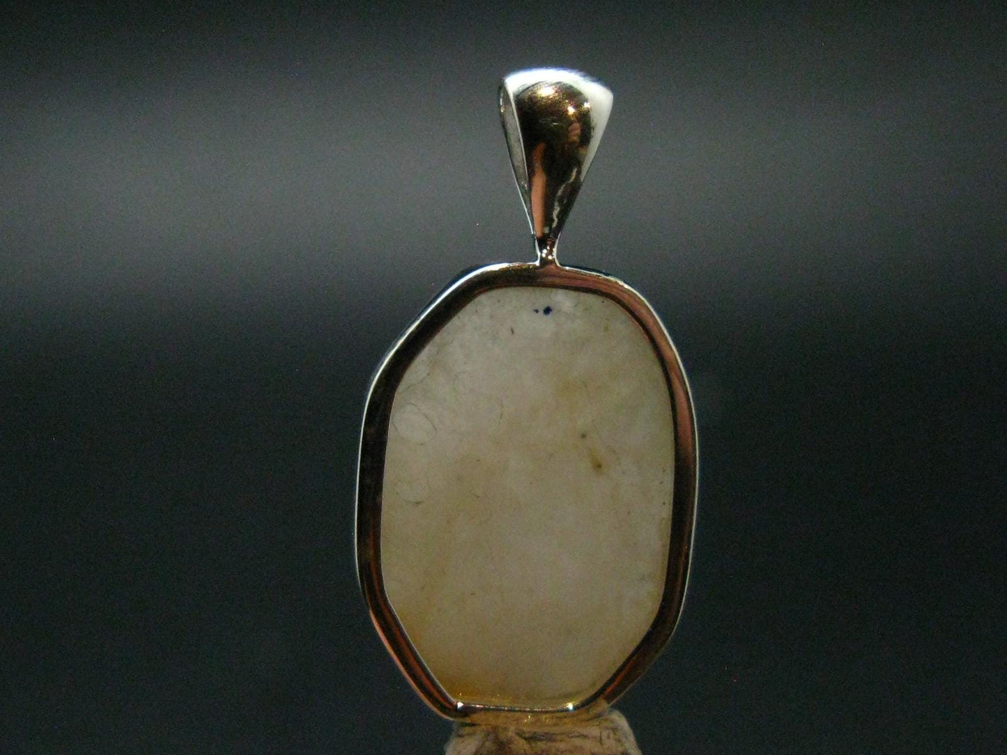 Very Rare White Cryolite 925 Silver Pendant from Greenland - 1.1" - 3.72 Grams