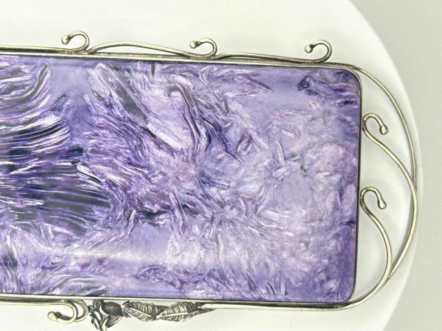 Charoite & Amethyst Sterling Silver Pendant - 78.52 Grams