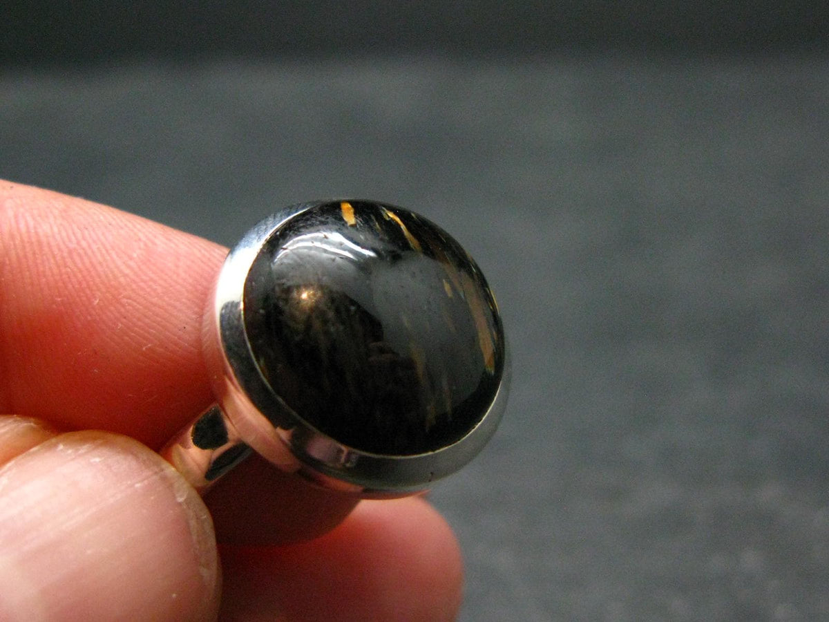 Real!! Very Rare Nuumite Nuummite Sterling Silver Ring from Greenland - 5.71 Grams - Size 8