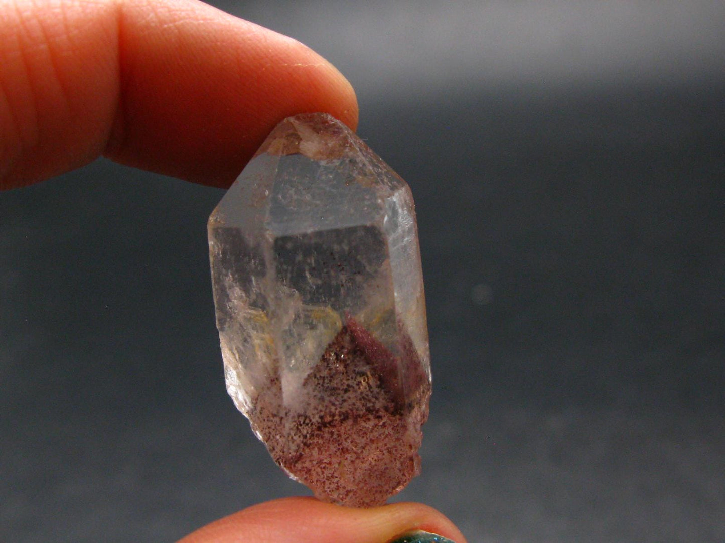 Phantom Hematite in Quartz Crystal From India - 1.3" - 10.64 Grams