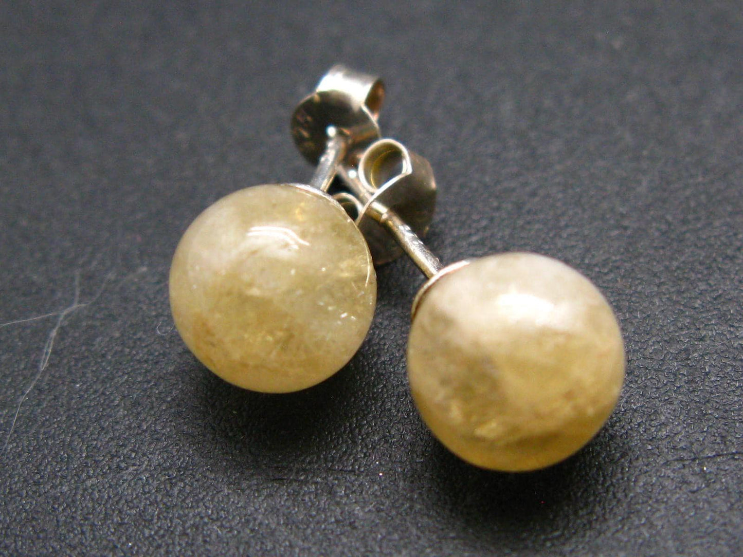 The Most Classic Earring Styles!! Natural 8mm Round Ball Citrine Gemstones 925 Silver Stud Earrings