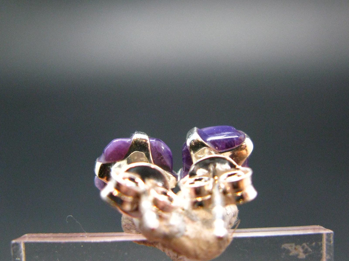 Lilac Stone!!! Stunning Silky Charoite Stud Earrings From Russia - 0.5" - 1.0 Grams