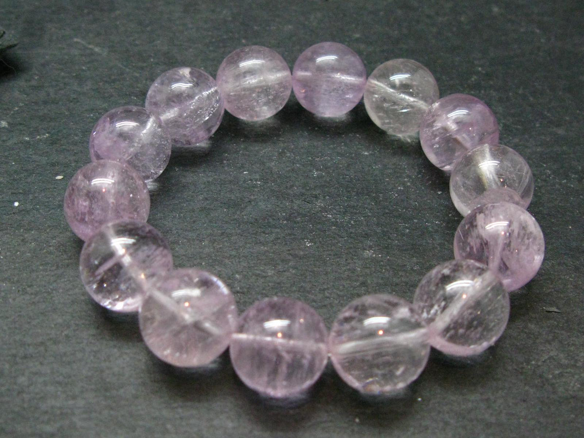 AAA Kunzite Spodumene Genuine Bracelet ~ 7 Inches ~ 14mm Round Beads