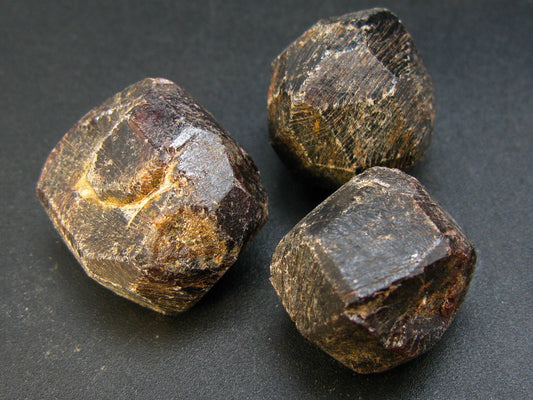 Lot of 3 Amazing Terminated Natural Red Garnet Almandine Crystals from India