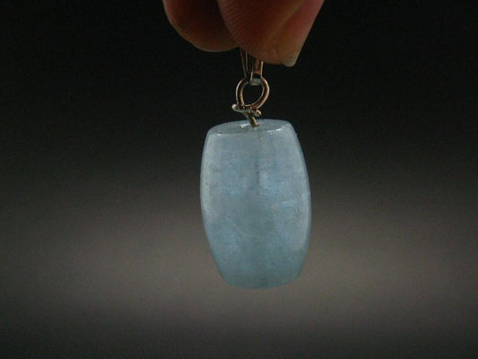 Aquamarine Gem Sterling Silver Pendant From Brazil - 1.2" - 5.82 Grams