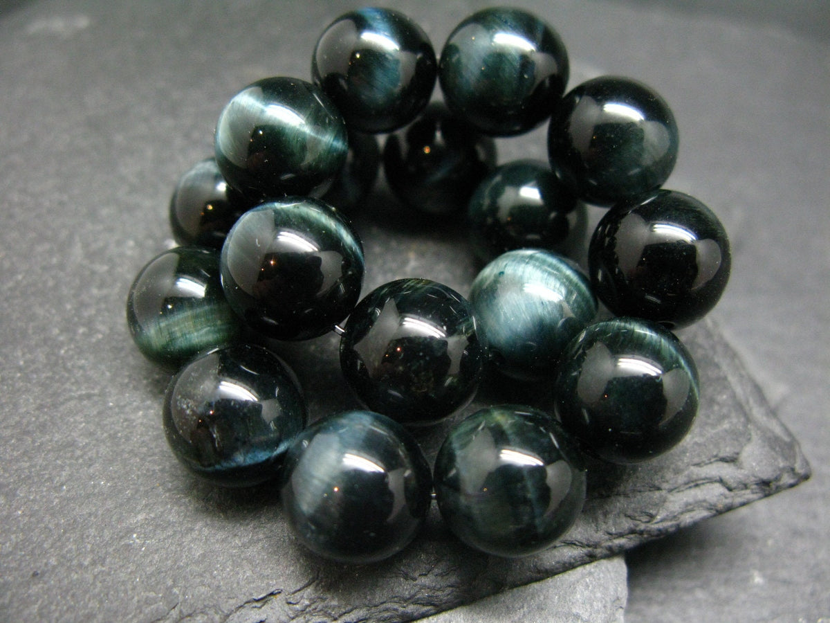 Hawks Eye Genuine Bracelet ~ 7 Inches ~ 12mm Round Beads