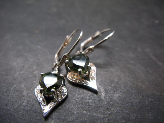 Moldavite Tektite Silver Earrings from Czech Republic - 3.47 Grams