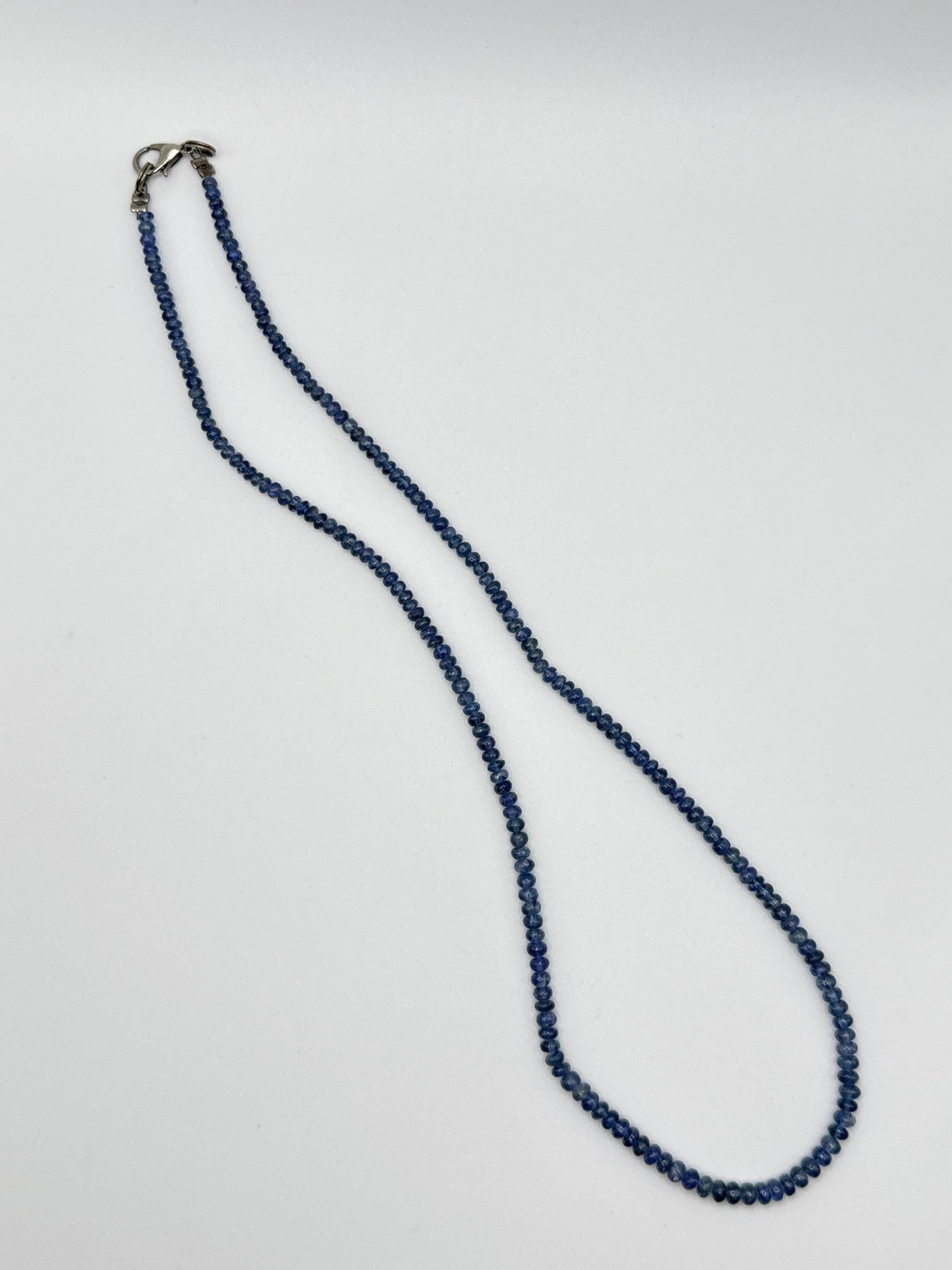 Blue Sapphire Beaded Necklace: Genuine Gemstone Healing Crystal - 19 in