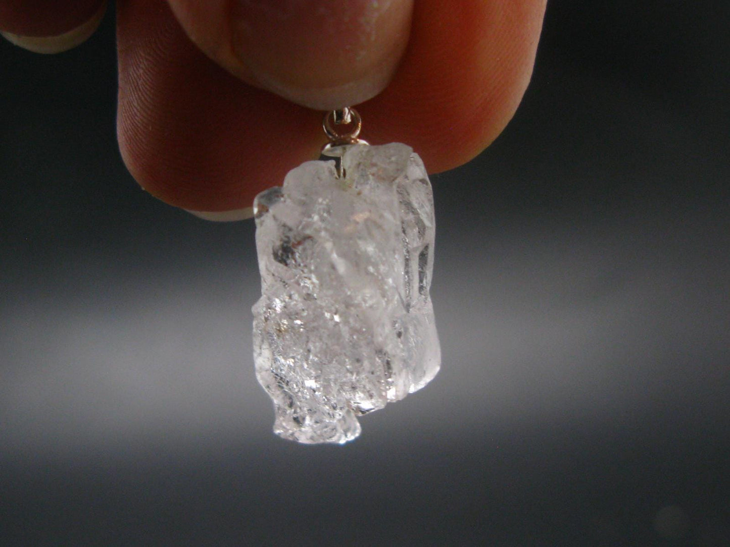Goshenite Beryl Crystal 925 Silver Pendant From Brazil - 1.1" - 2.48 Grams