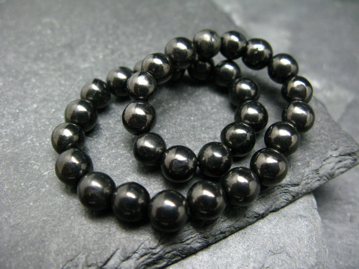 Elite Noble Shungite Genuine Bracelet ~ 7 Inches ~ 6mm Round Beads