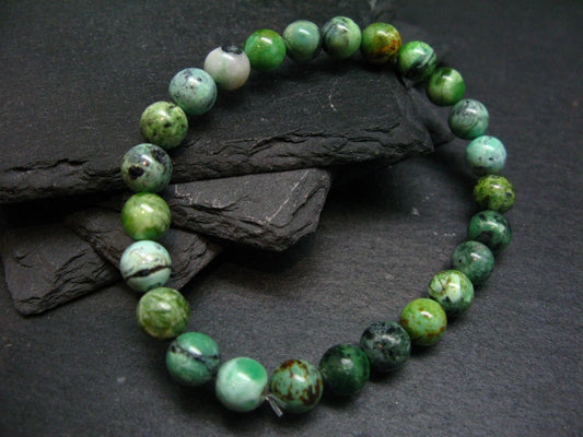 Variscite Genuine Untreated Bracelet ~ 7 Inches ~ 8mm Round Beads