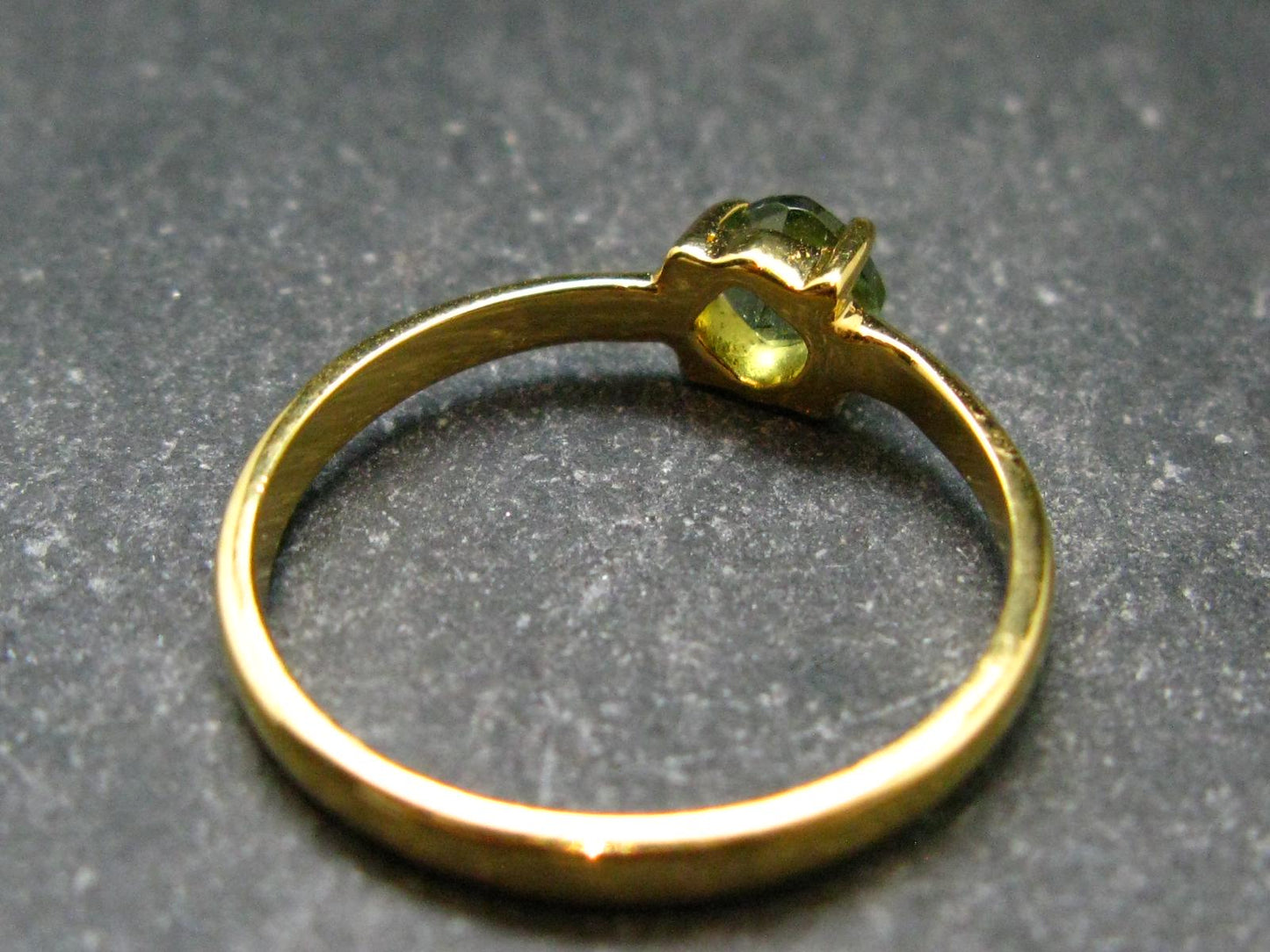 Moldavite Gold Plated Silver Facetted Ring - Size 8.25 - 1.81 Grams